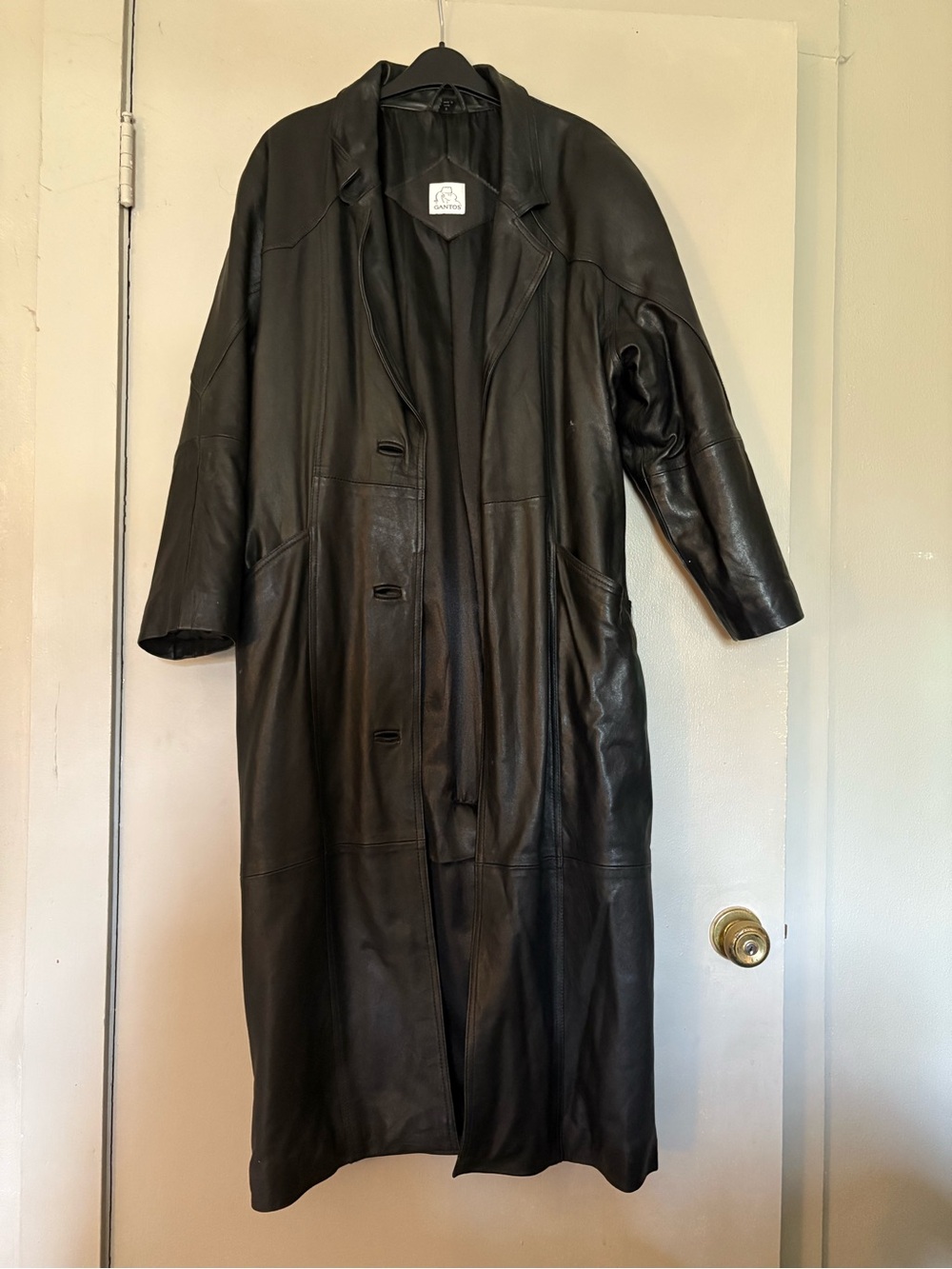 Vintage 80’s Black Leather Trench Coat - Women’s